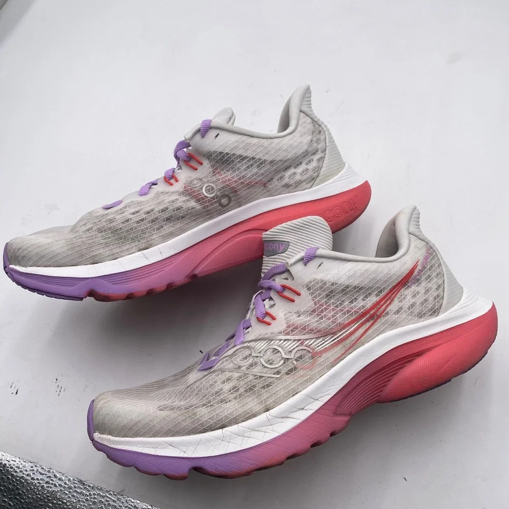 Saucony Kinvara 14 Running Shoes Women 8.5 White Pink Purple S11020-241 Athletic